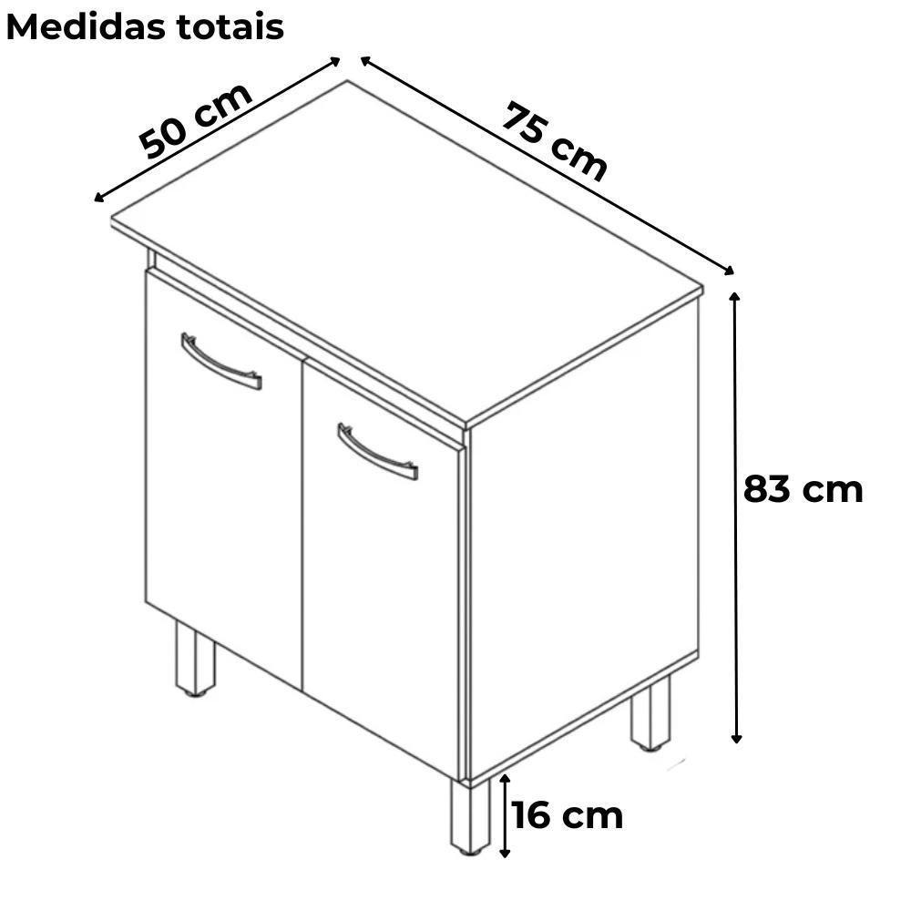 Balcao Multiuso 70cm 2 Portas 9240 Savana Preto Mobbs Savana Preto - 3