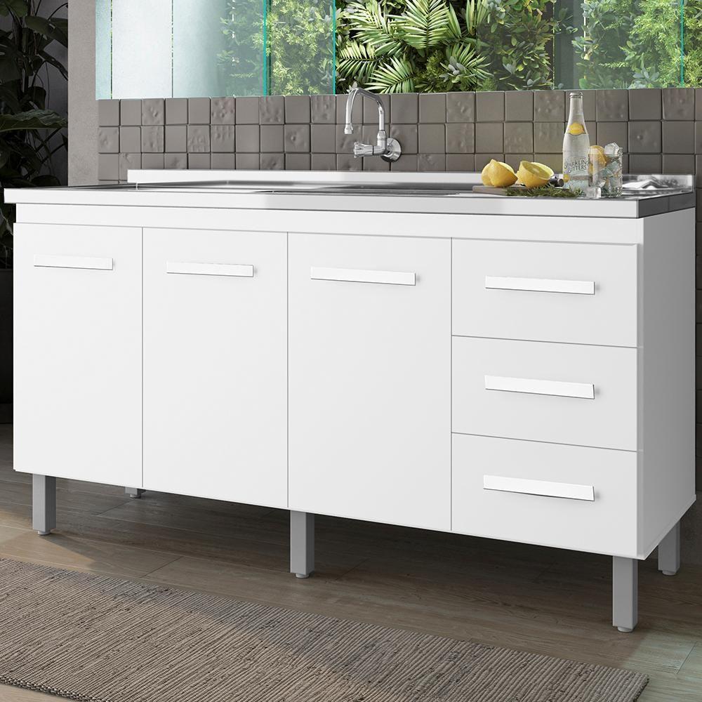 Balcao Sem Tampo Para Pia 160cm 9140 Branco Mobbs Branco - 2