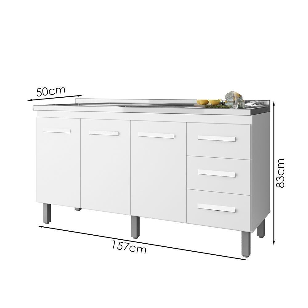 Balcao Sem Tampo Para Pia 160cm 9140 Branco Mobbs Branco - 3