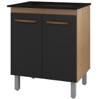 Balcao 70cm Com Tampo Para Cooktop 4 Bocas 9250 Savana Preto Mobbs Savana Preto - 1