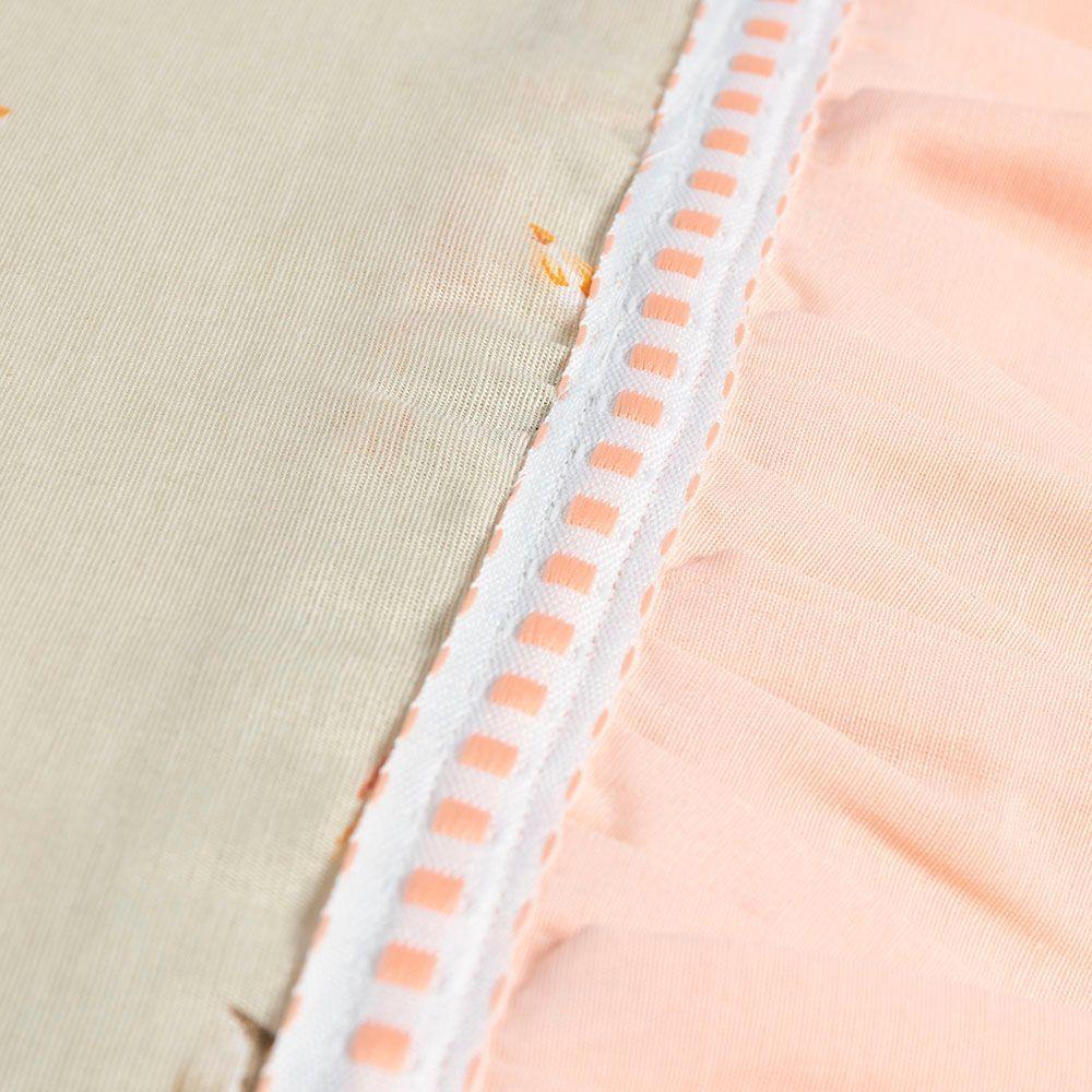 Jogo Cama Lençol Fiore Queen Estampado 180 Fios 100% Algodão Com Babadinho 4 Peças Salmão Floral - 3