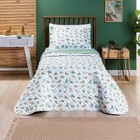 Kit Cobre Leito Colcha Solteiro Infantil Lutti Dupla Face 200 Fios 2 Peças Dinossauro Verde - 2