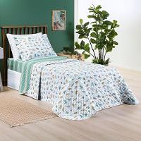 Kit Cobre Leito Colcha Solteiro Infantil Lutti Dupla Face 200 Fios 2 Peças Dinossauro Verde - 3