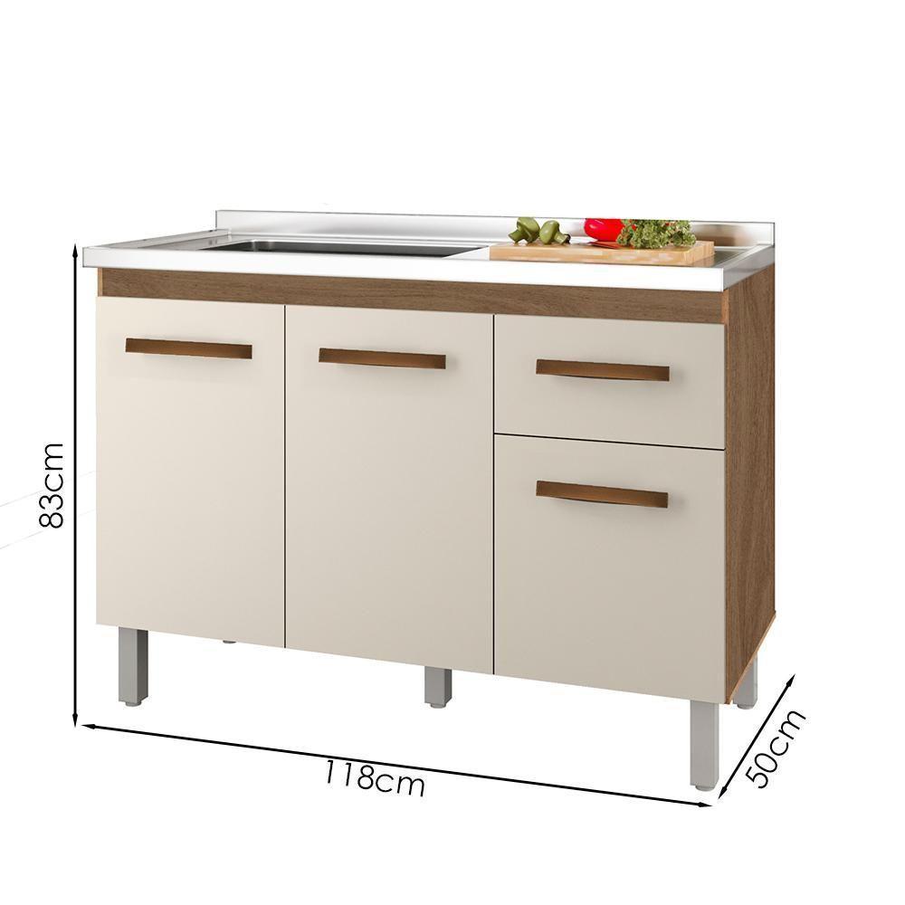 Balcao Sem Tampo Para Pia 120cm 9430 Savana Off White Mobbs Savana Off White - 3