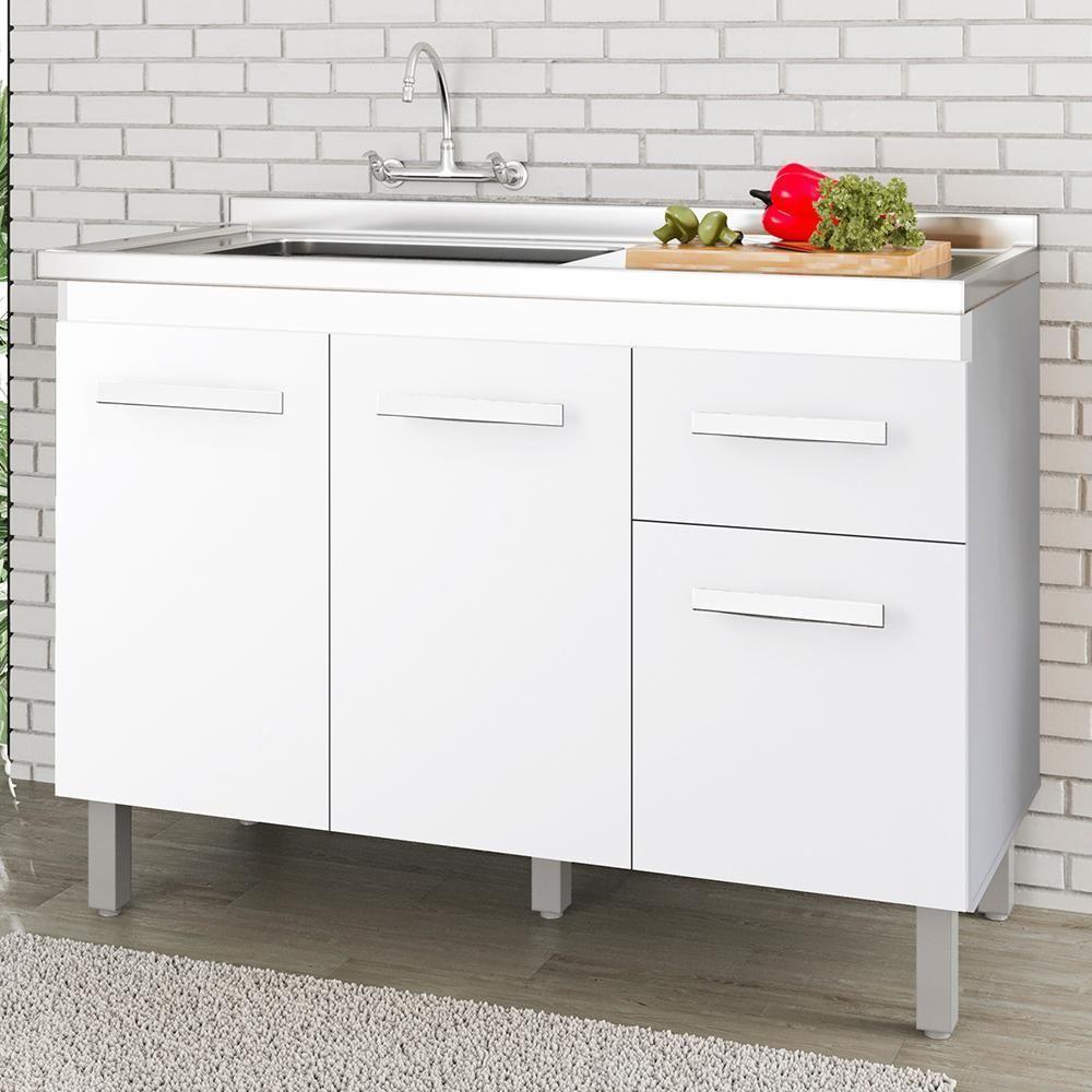 Balcao Sem Tampo Para Pia 120cm 9430 Branco Mobbs Branco - 2