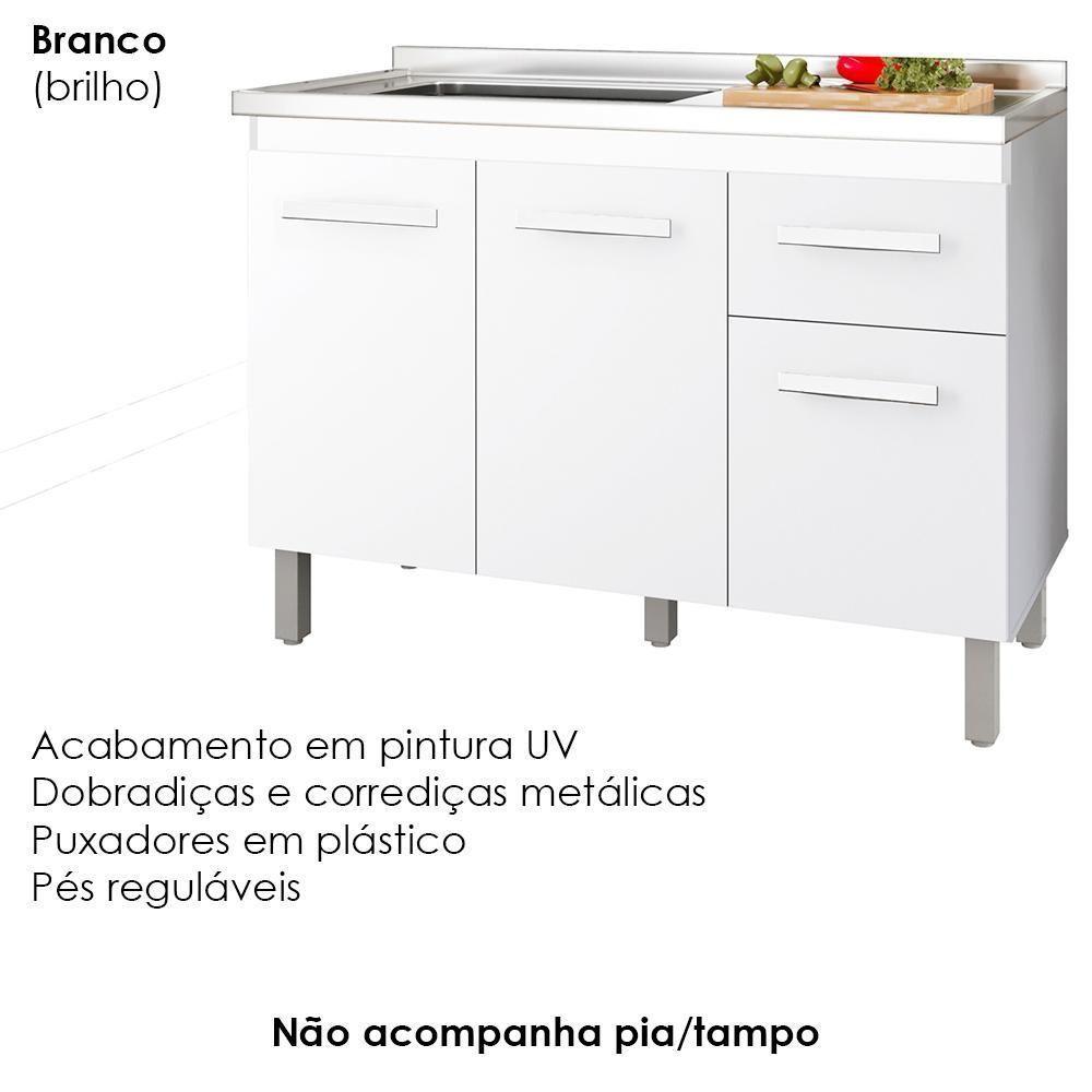 Balcao Sem Tampo Para Pia 120cm 9430 Branco Mobbs Branco - 4