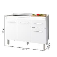 Balcao Sem Tampo Para Pia 120cm 9430 Branco Mobbs Branco - 3