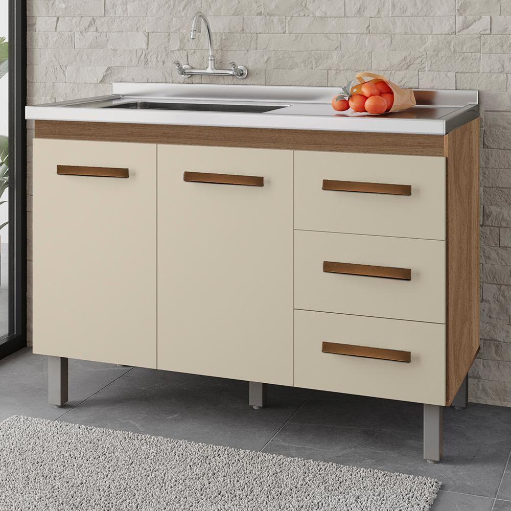 Balcao Sem Tampo Para Pia 120cm 9110 Savana Off White Mobbs Savana Off White - 2