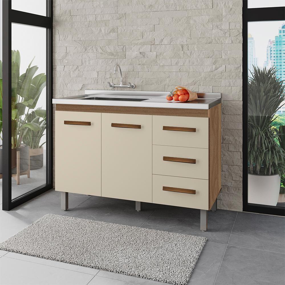 Balcao Sem Tampo Para Pia 120cm 9110 Savana Off White Mobbs Savana Off White - 6