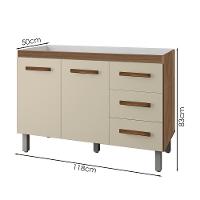 Balcao Sem Tampo Para Pia 120cm 9110 Savana Off White Mobbs Savana Off White - 3