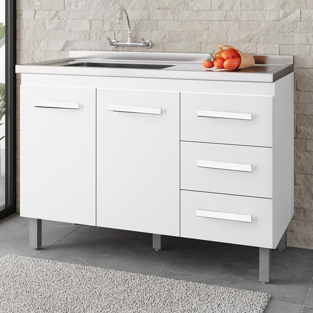 Balcao Sem Tampo Para Pia 120cm 9110 Branco Mobbs Branco - 2