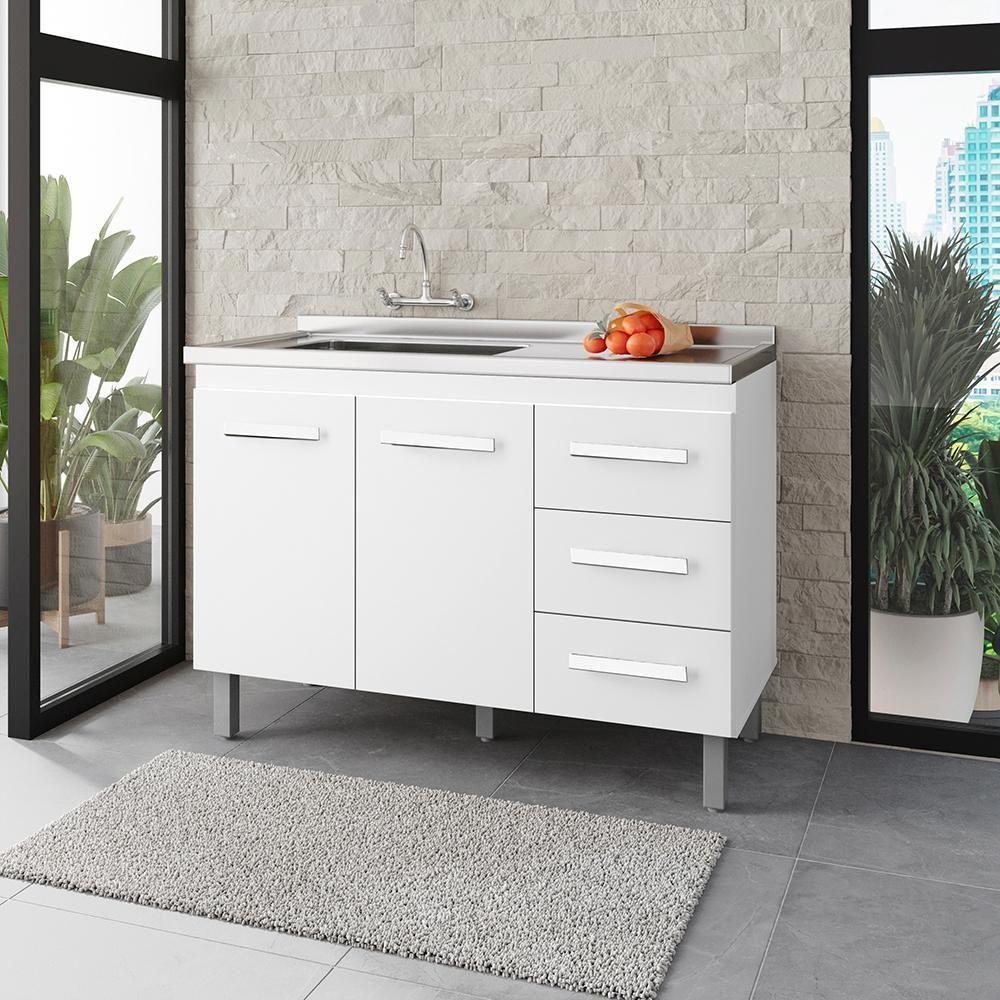 Balcao Sem Tampo Para Pia 120cm 9110 Branco Mobbs Branco - 6