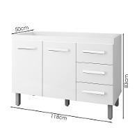 Balcao Sem Tampo Para Pia 120cm 9110 Branco Mobbs Branco - 3