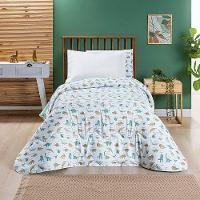 Edredom Cobertor Lutti Solteiro Infantil Dupla Face 200 Fios Dinossauro Verde - 100% Poliéster - 2