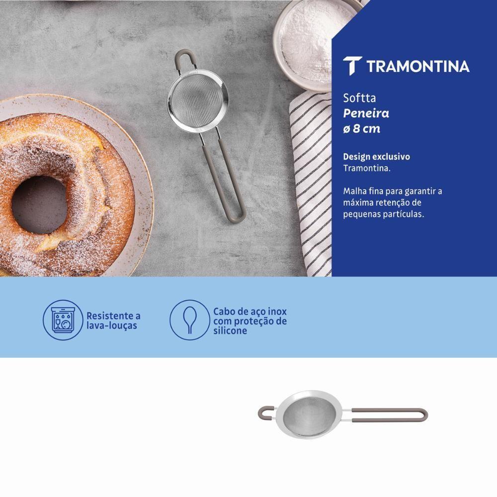 Peneira Softta Em Aço Inox Com Cabo E Alça Em Silicone Cinza 8,8 Cm - Tramontina 25860160 - 4