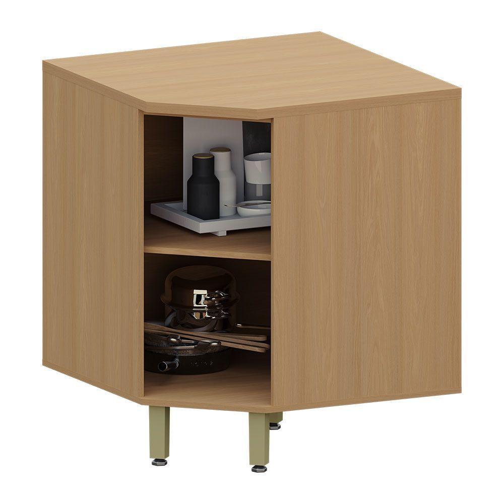 Balcão De Cozinha Diagonal 1 Pt Tampo 74cm Duna Luciane Móve Freijó-cinammon - 2