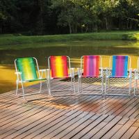 Kit 6 Cadeira De Praia Alta Em Aço 110 Kg Cores Variadas Mor - 7