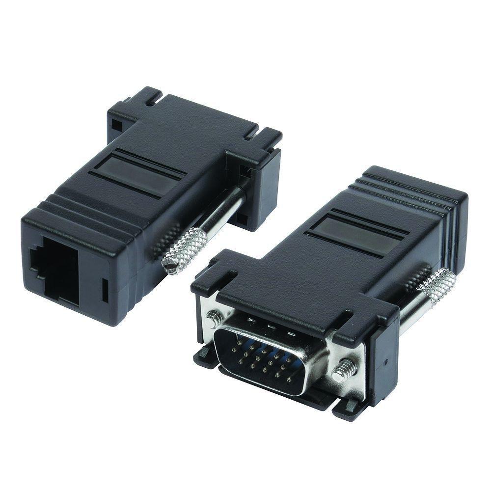 Adaptador VGA Para Rj45 - Transmite Imagem Por Cabo De Rede Cat 5 E Cat 6 - 1