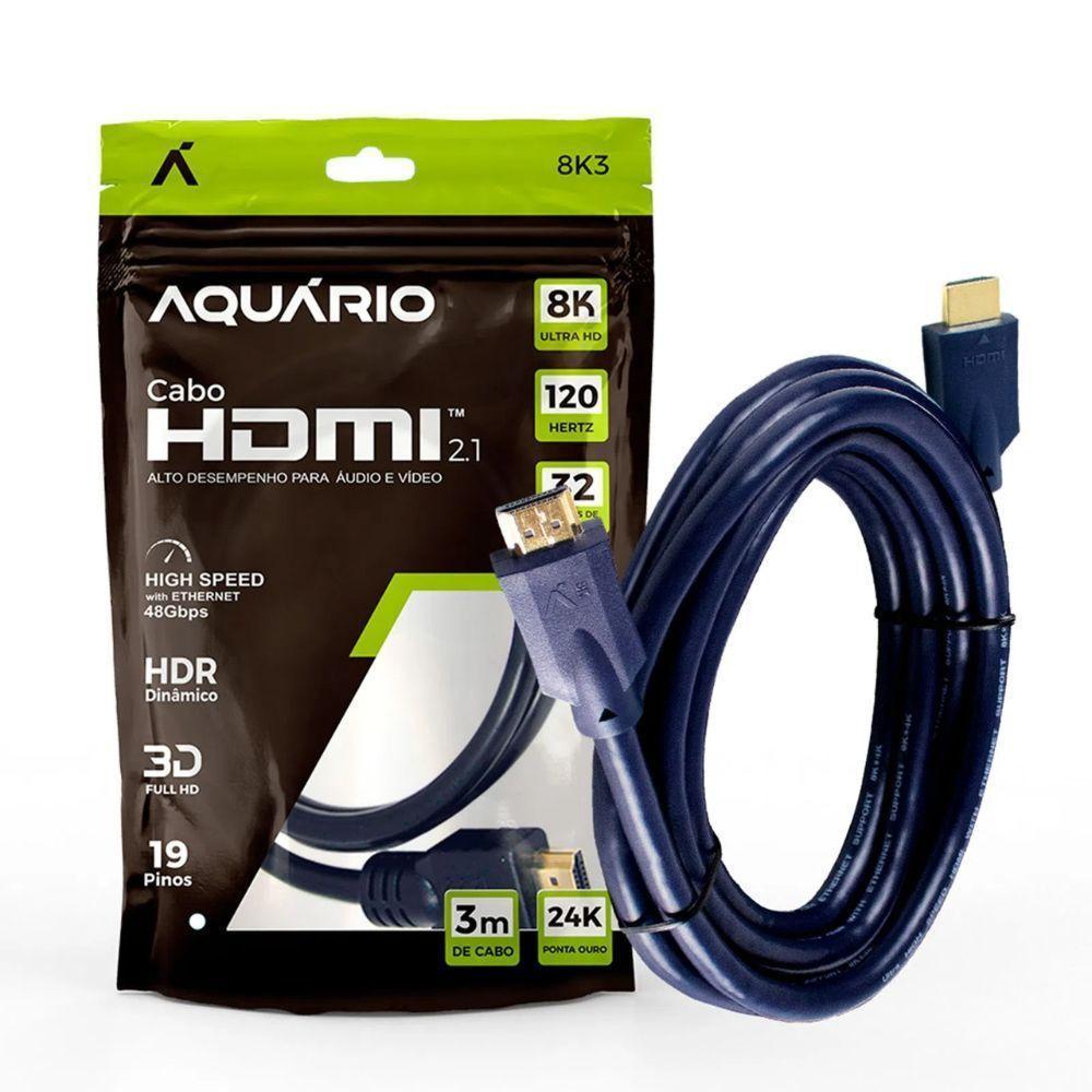 Cabo Hdmi Aquario 2.1 8k 3d 19 Pinos 3 Metros - 8k3 - 1