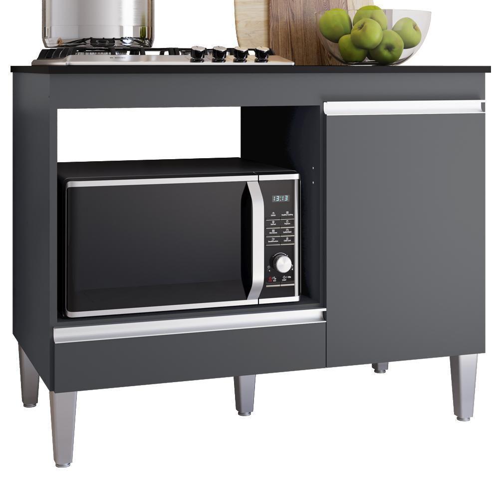 Balcao Com Tampo Para Cooktop 105 Cm Carla Cinza Reajl Móveis Cinza - 1