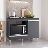 Balcao Com Tampo Para Cooktop 105 Cm Carla Cinza Reajl Móveis Cinza - 3