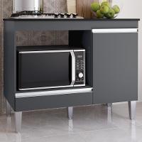 Balcao Com Tampo Para Cooktop 105 Cm Carla Cinza Reajl Móveis Cinza