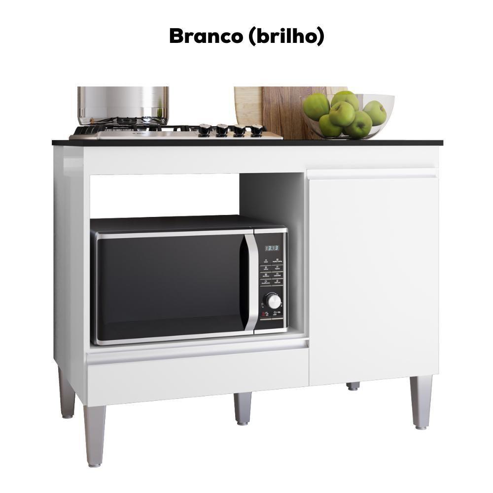 Balcao Com Tampo Para Cooktop 105 Cm Carla Branco Reajl Moveis Branco - 4