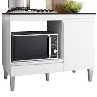 Balcao Com Tampo Para Cooktop 105 Cm Carla Branco Reajl Moveis Branco - 1