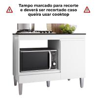 Balcao Com Tampo Para Cooktop 105 Cm Carla Branco Reajl Moveis Branco - 5