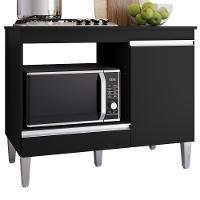 Balcao Com Tampo Para Cooktop 105 Cm Carla Preto Reajl Moveis Preto - 1