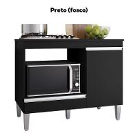 Balcao Com Tampo Para Cooktop 105 Cm Carla Preto Reajl Moveis Preto - 3