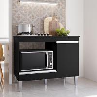 Balcao Com Tampo Para Cooktop 105 Cm Carla Preto Reajl Moveis Preto - 5