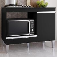 Balcao Com Tampo Para Cooktop 105 Cm Carla Preto Reajl Moveis Preto - 6