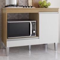 Balcao Com Tampo Para Cooktop 105 Cm Carla Amendoa Branco Reajl Moveis Amendoa Branco - 3