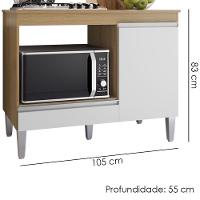 Balcao Com Tampo Para Cooktop 105 Cm Carla Amendoa Branco Reajl Moveis Amendoa Branco