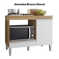 Balcao Com Tampo Para Cooktop 105 Cm Carla Amendoa Branco Reajl Moveis Amendoa Branco - 5
