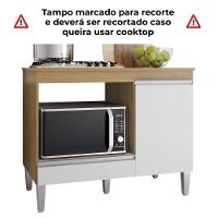 Balcao Com Tampo Para Cooktop 105 Cm Carla Amendoa Branco Reajl Moveis Amendoa Branco - 6