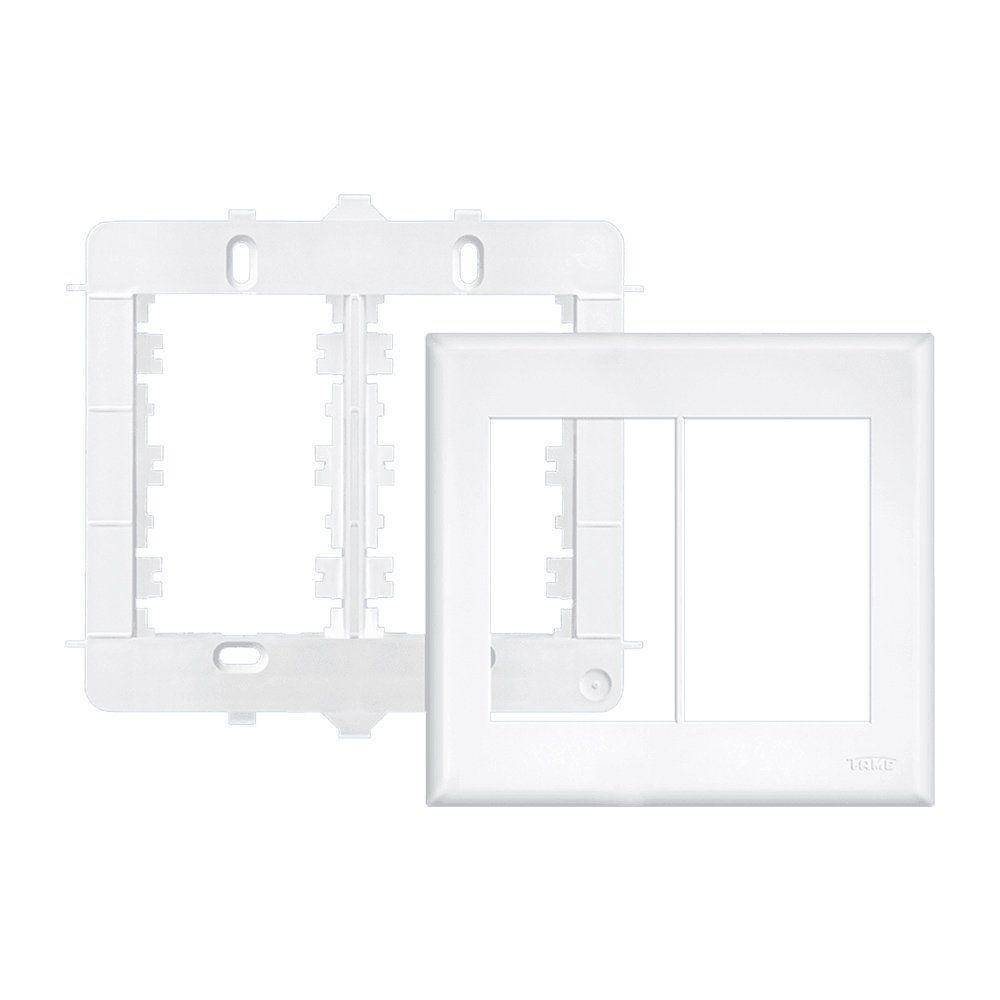 Placa Com Suporte Fame Evidence 4x4 Para 6 Módulos Horizontais Branca - 1