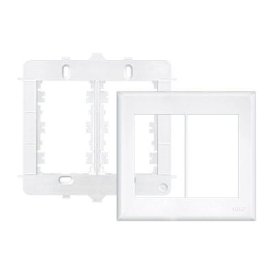 Placa Com Suporte Fame Evidence 4x4 Para 6 Módulos Horizontais Branca