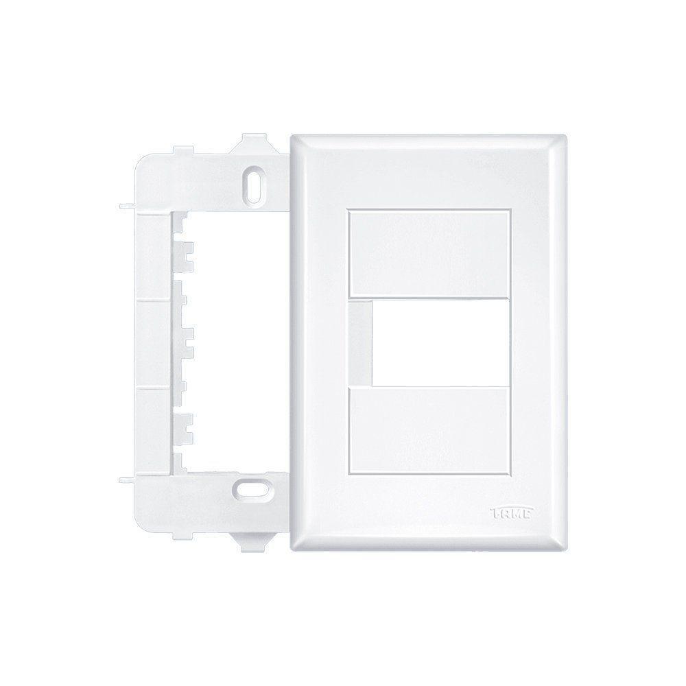 Placa Com Suporte Fame Evidence 4x2 Para 1 Módulo Horizontal Branca - 1