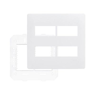 Placa Com Suporte Fame Habitat 4x4 Para 4 Módulos Distanciados Horizontais Branca