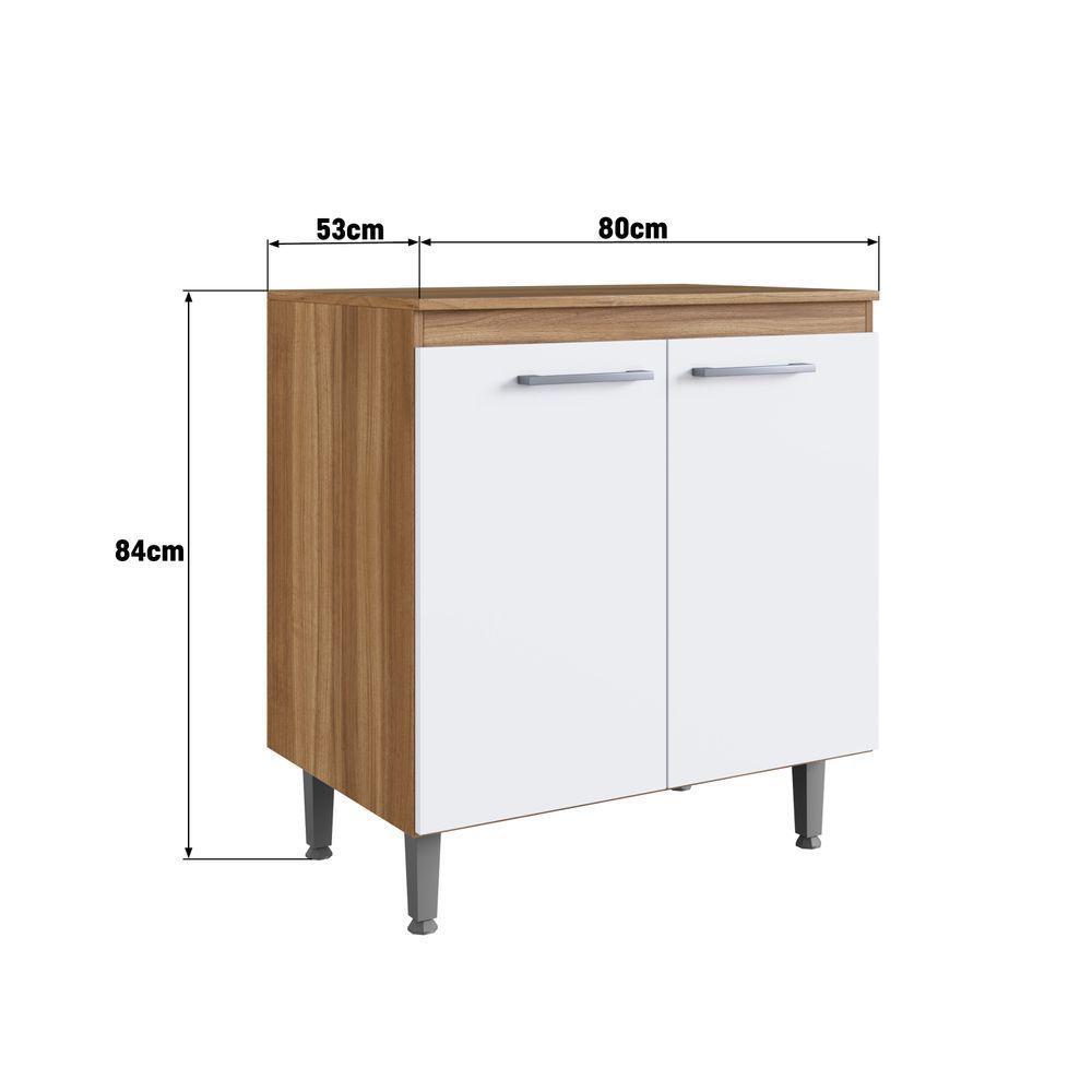 Armário De Cozinha Com Balcão E 2 Portas Para Cooktop 4 Bocas Carvalho Branco - 4