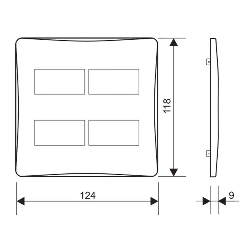 Placa Com Suporte Fame Habitat Black 4x4 Para 4 Módulos Distanciados Horizontais Preta - 2