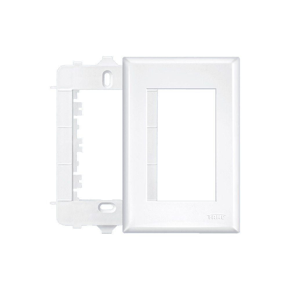 Placa Com Suporte Fame Evidence 4x2 Para 3 Módulos Horizontais Branca - 1