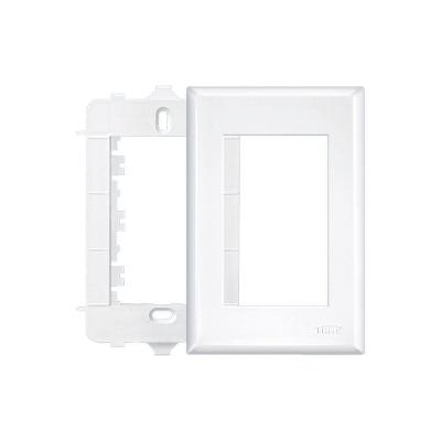 Placa Com Suporte Fame Evidence 4x2 Para 3 Módulos Horizontais Branca