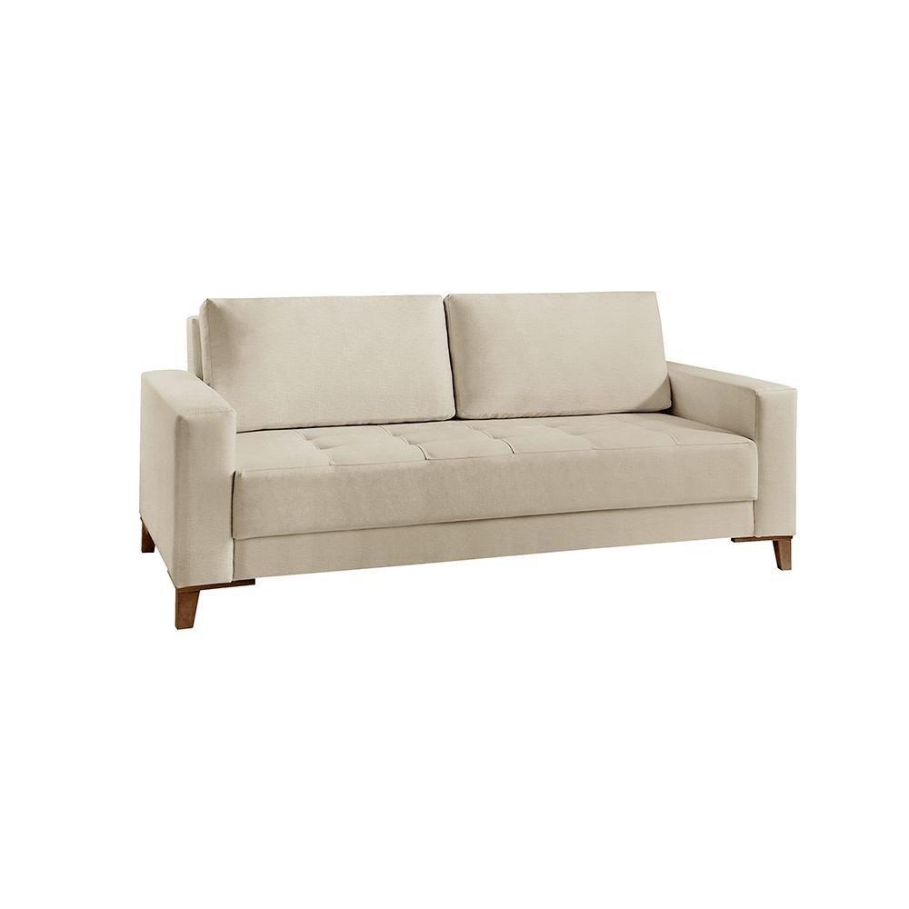 Sofá Fixo Orion 3 Lugares Luxo 2,00m Castellar Móbile Linho Bege Claro - 1