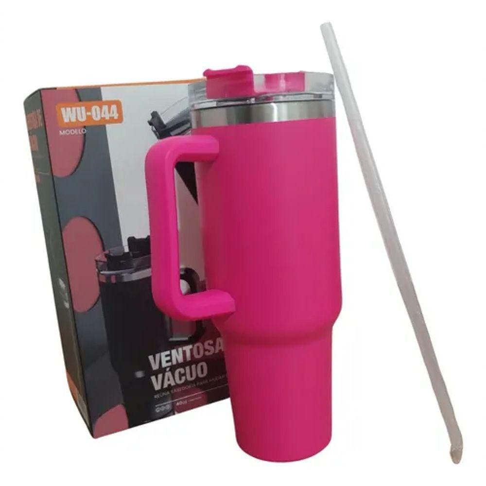 Copo Térmico Grande 1200 Ml Canudo Inox Parede Dupla Cor Var Cor Rosa Pink - 5