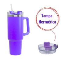 Copo Térmico 1200ml Bebida Quente Frio Com Canudo Cor Lilás - 2