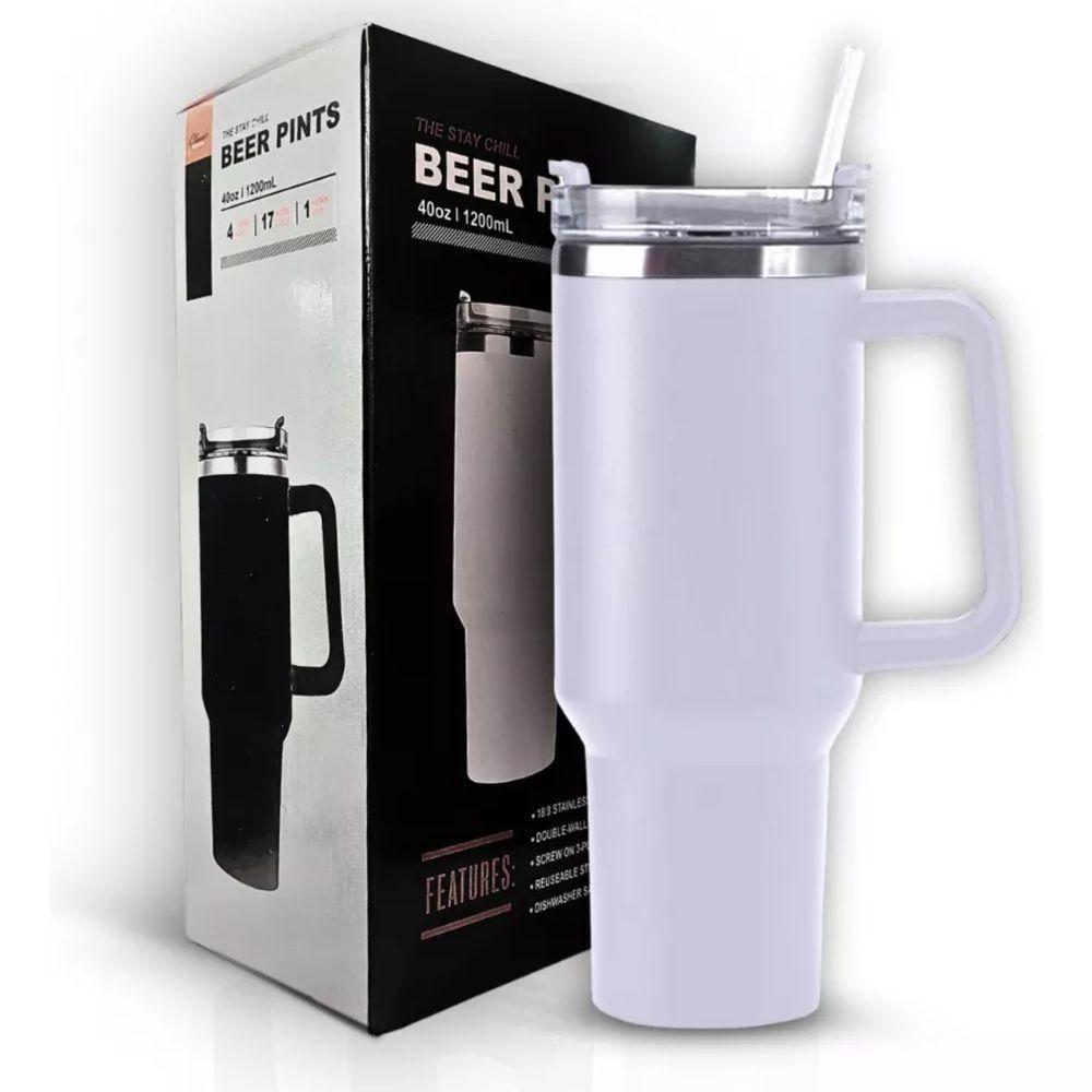 Copo Termico 1200ml - Branco Térmica Inox 500ml - 6