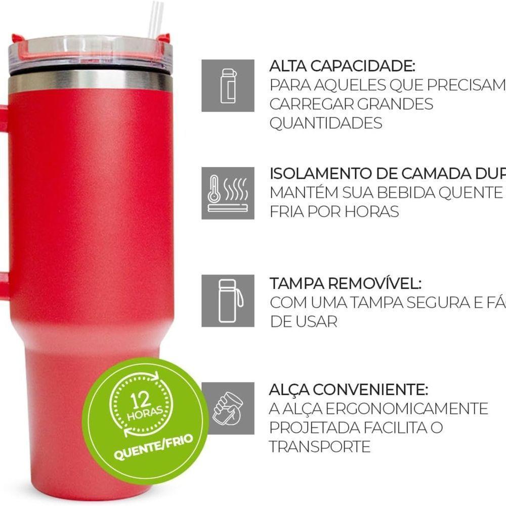 Copo Termico 1200ml - Vermelho Térmica Inox 500ml - 6